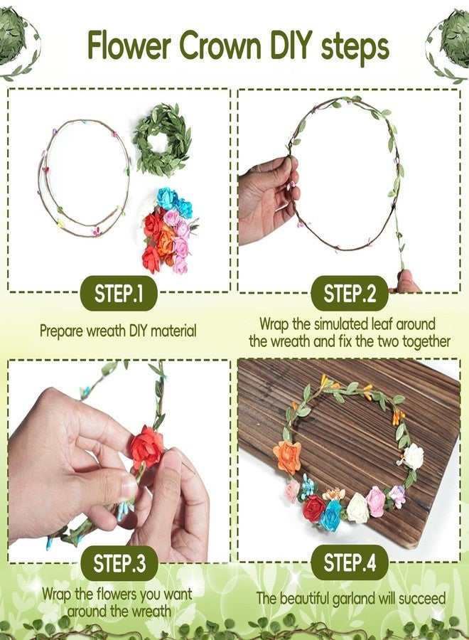 EggSun Flower Crown Making Kit for Girls Kids Gift Tea Party Spring Craft Bracelet DIY Fairy Flower Crown Kit Kids Birthday Party Floral Hair Arts Crafts Spring Easter Gift for Girls 5 6 7 12 Year Old - Image 3